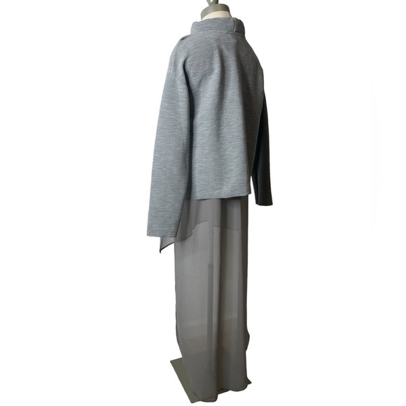 Zara Gray High Neck Long Sleeve Sweater with Sheer Overlay Long Tank Size Medium - Picture 13 of 16
